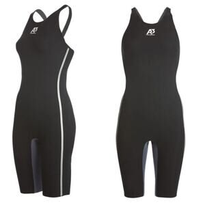A3 Performance VICI Open‎ Back Tech Suit Swimsuit Women's 26 Black Grey - Flaw